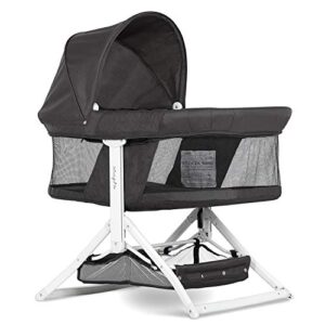 dream on me 2-in-1 convertible insta fold bassinet and cradle in black, lightweight, portable and easy to fold baby bassinet, adjustable canopy, breathable mesh sides, jpma certified