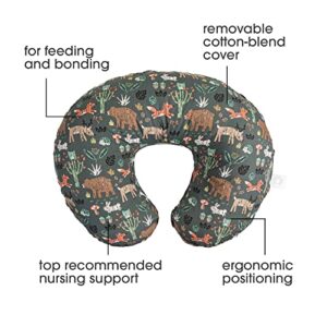 Boppy Original Support Nursing Pillow, Green Forest Animals, Ergonomic Breastfeeding, Bottle Feeding, and Bonding, Firm Hypoallergenic Fiber Fill, Removable Cover, Machine Washable