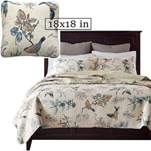 brandream 4pcs bird bedding queen american country quilted comforter set queen full size cotton quilt set+ 1 throw pillow cover