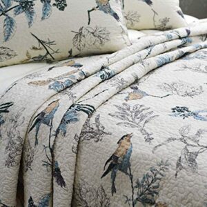 Brandream 4Pcs Bird Bedding Queen American Country Quilted Comforter Set Queen Full Size Cotton Quilt Set+ 1 Throw Pillow Cover