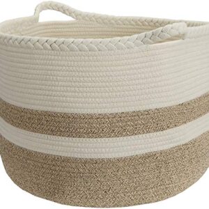 Nicunom Extra Large Cotton Rope Basket 20" x 20"x 13", Kids Playroom Storage Organizer, Living Room Blanket Storage with Handle, Woven Nursery Laundry Basket for Clothes, Blanket, Towels, Toys
