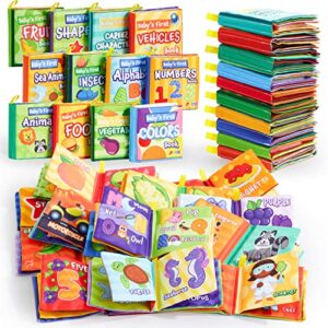 joyin 12 pcs bath books, nontoxic fabric soft crinkly cloth books, waterproof, bathtub pool and early education first toys for infant newborn baby toddlers kids birthday gifts