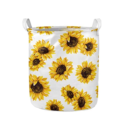 GOSTONG Sunflower Bright Large Storage Baskets,Waterproof Laundry Baskets,Collapsible Canvas Basket for Storage Bin for Kids Room,Toy Organizer,Home Decor,Baby Hamper