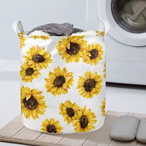 GOSTONG Sunflower Bright Large Storage Baskets,Waterproof Laundry Baskets,Collapsible Canvas Basket for Storage Bin for Kids Room,Toy Organizer,Home Decor,Baby Hamper