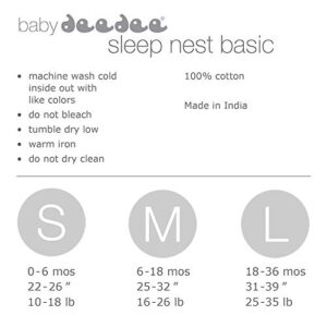 baby deedee Cotton Sleep Nest Basic Sleeping Sack, Baby Sleeping Bag Wearable Blanket, Infants and Toddlers, Calming Gray, Large (18-36 Months)