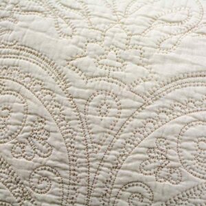 Brandream 4-Piece Beige Vintage Paisley Quilted Comforter Set Queen Size Bed Quilt Set Cotton Lightweight