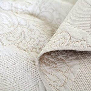 Brandream 4-Piece Beige Vintage Paisley Quilted Comforter Set Queen Size Bed Quilt Set Cotton Lightweight