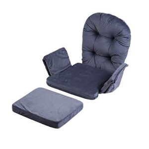 qiilu grey glider rocking chair replacement cushions velvet washable,cotton chair pad wood rocking chair cushions total chair pad cushion with storage pockets for chairs and ottoman