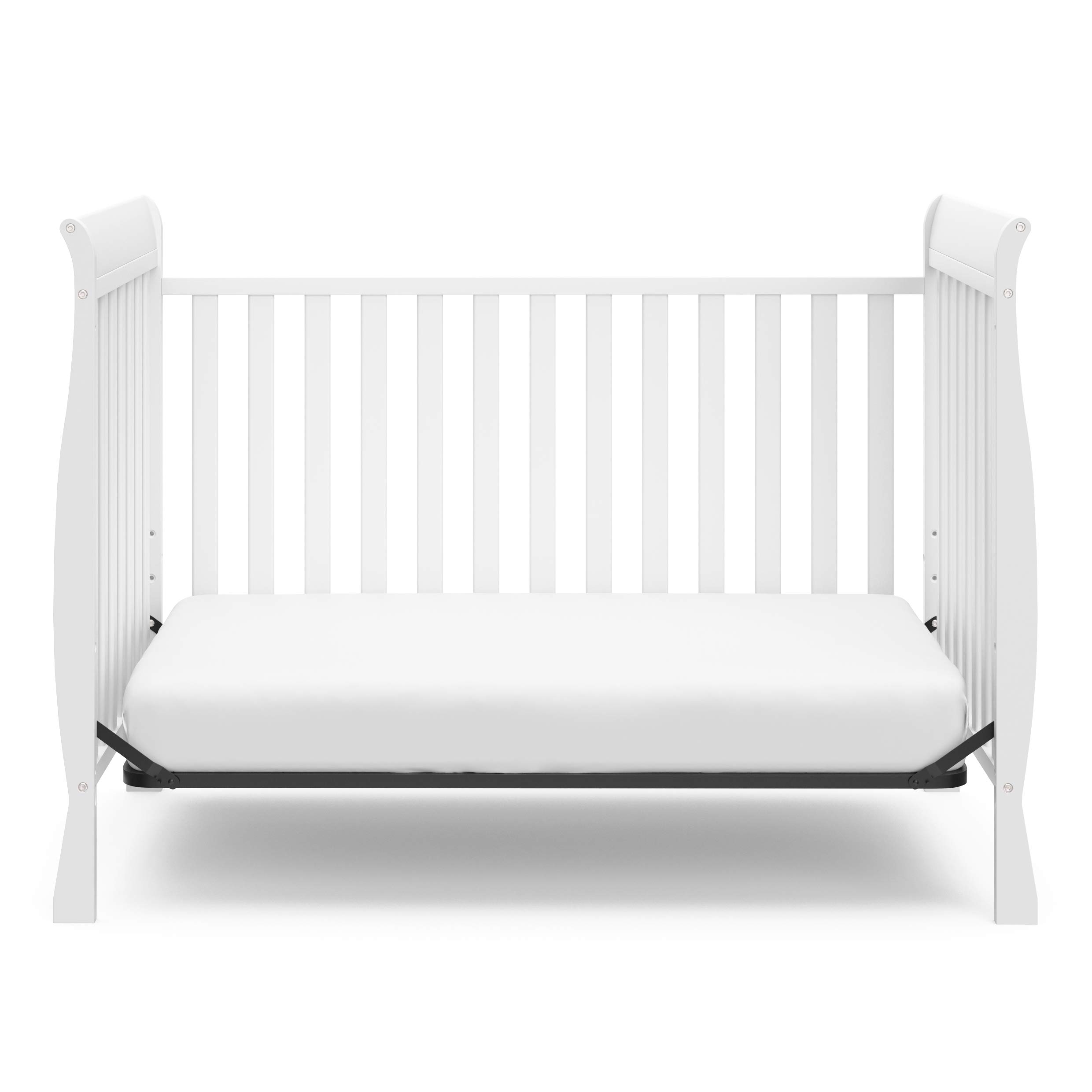 Graco Storkcraft Maxwell Convertible Crib (White) – GREENGUARD Gold Certified, Converts to Toddler Bed and Daybed, Fits Standard Full-Size Crib Mattress, Classic Crib with Traditional Sleigh Design
