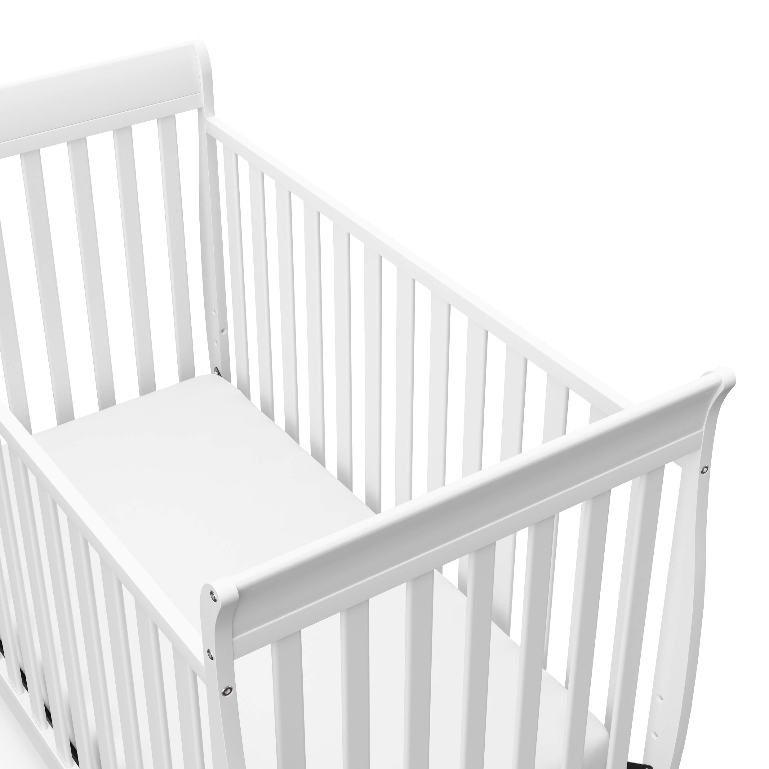 Graco Storkcraft Maxwell Convertible Crib (White) – GREENGUARD Gold Certified, Converts to Toddler Bed and Daybed, Fits Standard Full-Size Crib Mattress, Classic Crib with Traditional Sleigh Design