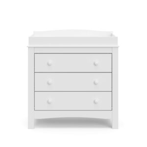 Graco Noah 3 Drawer Chest with Changing Topper (White) – GREENGUARD Gold Certified, Baby Dresser With Changing Table Top, Dresser for Nursery, 3 Drawer Kids Dresser