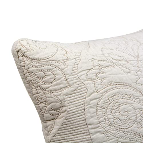 Brandream 5Pcs Beige Paisley Quilted Comforter Set King Size Bed Quilt Set Cotton Bedspread Coverlet Set