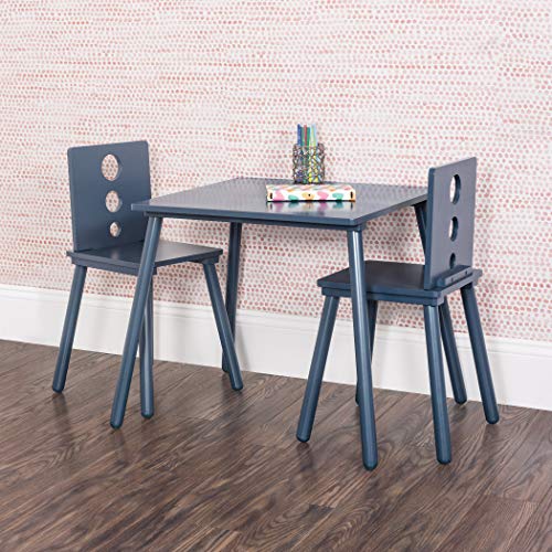 Child Craft Cirque 3-Piece Wooden Kids Table and 2 Chair Set, Washed Denim Blue