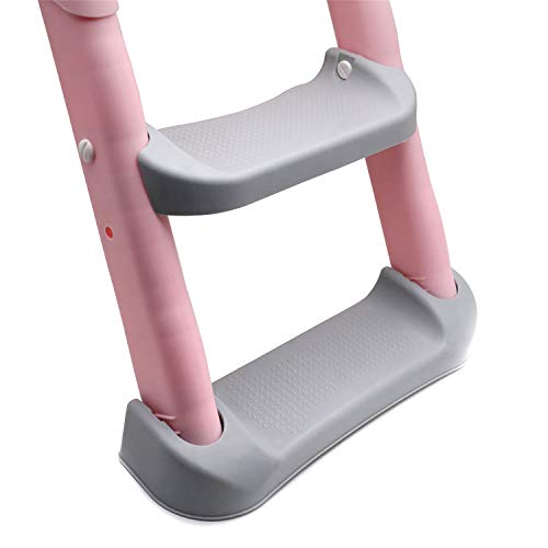 HTTMT- Classic Potty Training Toilet Ladder Seat With Upgraded Cushion Step Stool Ladder Toilet Chair/Toilet Trainer for Baby Toddler Kids Children In Pink [P/N: ET-BABY002-PINK-C]