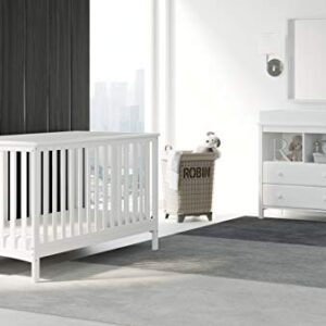 Storkcraft Alpine 2 Drawer Changing Table Chest (White) - Attached Changing Table Topper Fits Any Standard-Size Baby Changing Pad, 2 Drawers, 2 Shelves for Extra Nursery Storage, Easy to Assemble