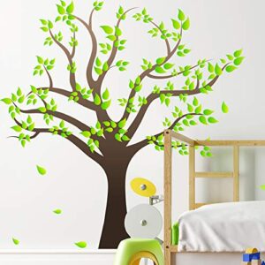 rw-1080 3d green tree wall stickers family photo tree wall decal removable peel and stick diy art wallpaper for kids girls babys bedroom bathroom living room nursery offices