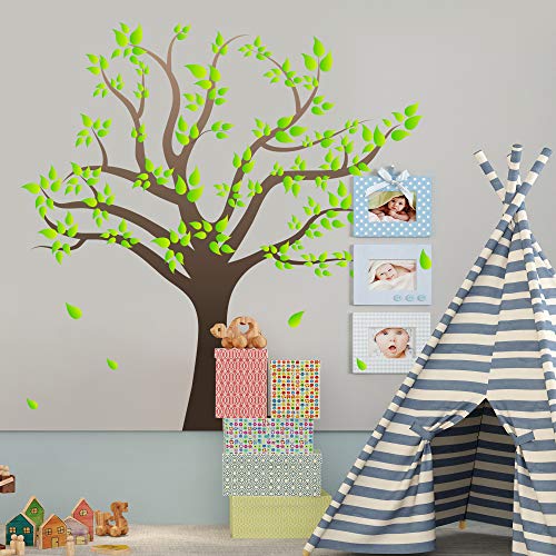 RW-1080 3D Green Tree Wall Stickers Family Photo Tree Wall Decal Removable Peel and Stick DIY Art Wallpaper for Kids Girls Babys Bedroom Bathroom Living Room Nursery Offices