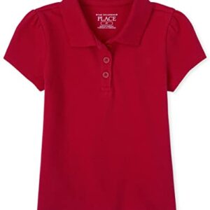 The Children's Place Baby Girls and Toddler Girls Short Sleeve Pique Polo, Ruby, 5T