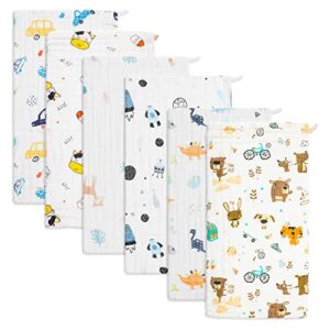 baby burp cloths muslin washcloths 6pack - muslin burp cloths hanky large 20''x10'' extra soft absorbent baby burp rags for newborn 100% cotton for boys girls gift 6 layers machine washable