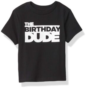 the children's place baby boys and toddler birthday dude graphic tee t shirt, black, 4t us