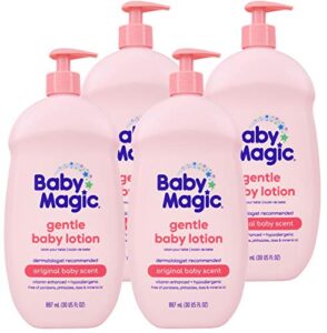 baby magic gentle baby lotion | 30 fl oz (pack of 4) | vitamins & aloe | free of parabens, phthalates, sulfates and dyes