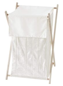 sweet jojo designs ivory velvet baby kid clothes laundry hamper - solid color off white cream crinkle crushed luxurious elegant boho shabby chic vintage luxury princess high end boutique glam designer