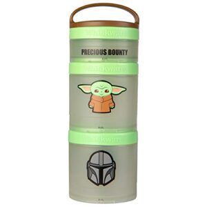 whiskware star wars stackable snack containers for kids and toddlers, 3 stackable snack cups for school and travel, baby yoda grogu and the mandalorian helmet