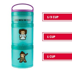 Whiskware Star Wars Stackable Snack Containers for Kids and Toddlers, 3 Stackable Snack Cups for School and Travel, Baby Yoda Grogu and the Mandalorian Helmet