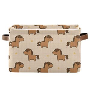 rectangular storage bin cute horse canvas fabric with handles - square storage baskets for boys and girls