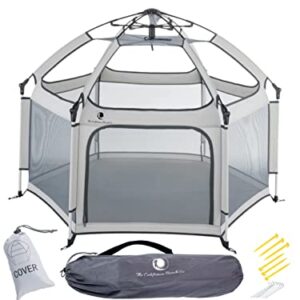 POP 'N GO Premium Indoor and Outdoor Baby Playpen - Portable, Lightweight, Pop Up Pack and Play Toddler Play Yard w/Canopy and Travel Bag - Grey