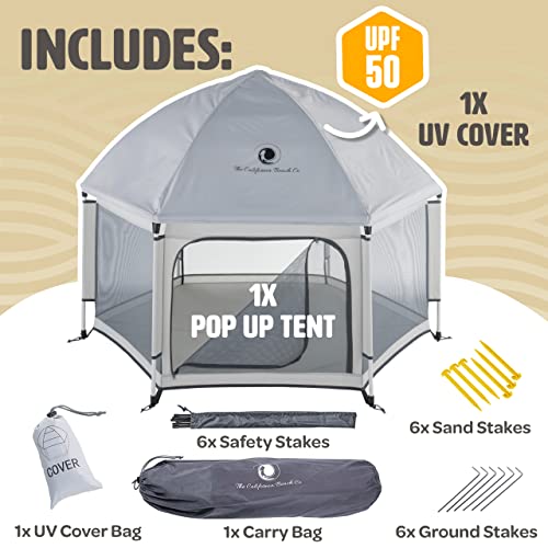POP 'N GO Premium Indoor and Outdoor Baby Playpen - Portable, Lightweight, Pop Up Pack and Play Toddler Play Yard w/Canopy and Travel Bag - Grey