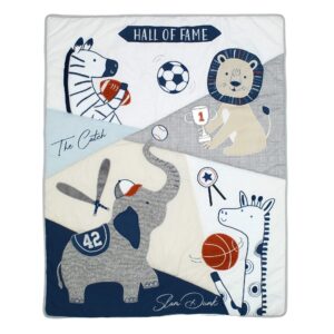 Lambs & Ivy Hall of Fame Sports Animals 5-Piece Crib Bedding Set - Gray/Blue