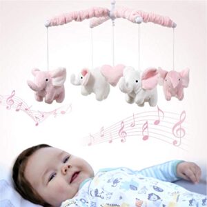 The Peanutshell Pink Elephant Musical Crib Mobile - Digital Music Box with 12 lullabies