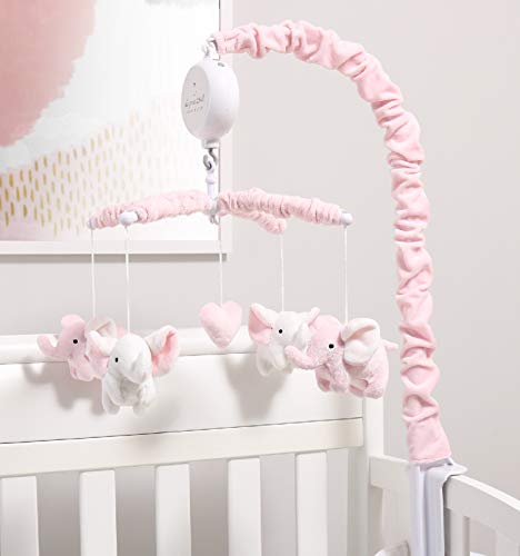 The Peanutshell Pink Elephant Musical Crib Mobile - Digital Music Box with 12 lullabies