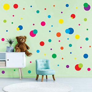 corrure colorful polka dot home wall decals (255pcs) - easy peel and stick decor stickers for baby nursery, kids toddler bedroom, living room, safely removal from walls, assorted size decal dots