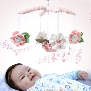 The Peanutshell Pink Floral Musical Crib Mobile for Baby Girls | Digital Music Box with 12 lullabies