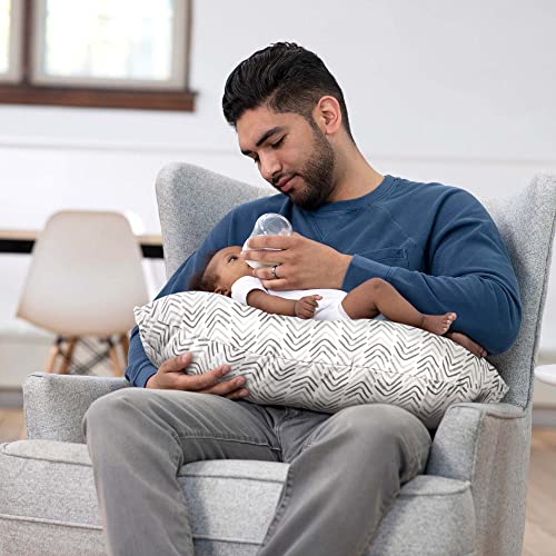 Boppy Original Support Nursing Pillow, Gray Cable Stitches, Ergonomic Breastfeeding, Bottle Feeding, and Bonding, Firm Hypoallergenic Fiber Fill, Removable Cover, Machine Washable