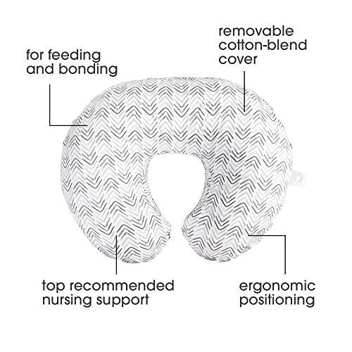 Boppy Original Support Nursing Pillow, Gray Cable Stitches, Ergonomic Breastfeeding, Bottle Feeding, and Bonding, Firm Hypoallergenic Fiber Fill, Removable Cover, Machine Washable