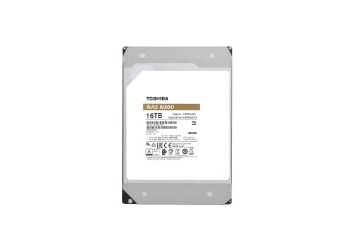 Toshiba 16TB N300 NAS 3.5 Inch SATA Internal Hard Drive. 24/7 Operation, Supports 1-8 Bay Systems, 512 MB Cache, 180TB/Year Workload, 3 Year Warranty (HDWG31GUZSVA)