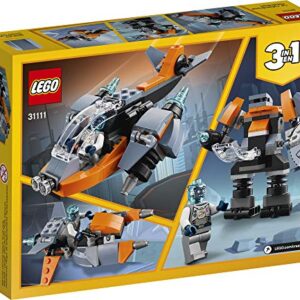 LEGO Creator 3 in 1 Cyber Drone Space Toys 31111, Mini Drone Toy Building Set with Cyber Mech and Scooter, Space Toy Gift for 6 Plus Year Old Kids, Boys & Girls