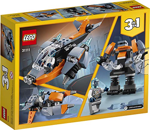 LEGO Creator 3 in 1 Cyber Drone Space Toys 31111, Mini Drone Toy Building Set with Cyber Mech and Scooter, Space Toy Gift for 6 Plus Year Old Kids, Boys & Girls