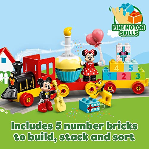 LEGO DUPLO Disney Mickey & Minnie Mouse Birthday Train 10941 - Building Toys for Toddlers with Number Bricks, Cake and Balloons, Early Learning and Motor Skill Toy, Great Gift for Girls, Boys Ages 2+