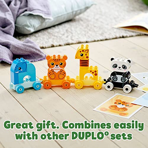 LEGO DUPLO My First Animal Train 10955, Toys for Toddlers and Kids 1.5-3 Years Old with Elephant, Tiger, Panda and Giraffe Figures, Learning Toy