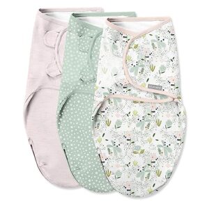 SwaddleMe by Ingenuity Easy Change Swaddle in Size Small/Medium, For Ages 0-3 Months, 7-14 Pounds, Up to 26 Inches Long, 3-Pack Baby Swaddle with Easy Change Zipper