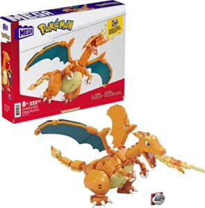 mega pokémon action figure building toys set, charizard with 222 pieces, 1 poseable character, 4 inches tall, gift ideas for kids