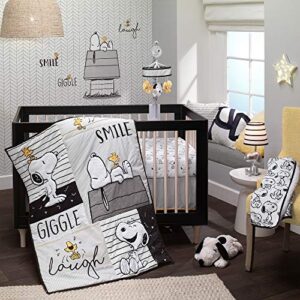 lambs & ivy classic snoopy white/black/gray 3-piece baby crib bedding set