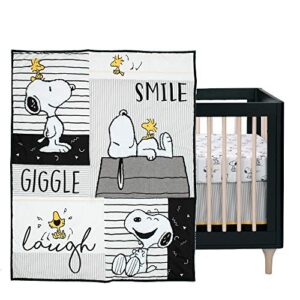 Lambs & Ivy Classic Snoopy White/Black/Gray 3-Piece Baby Crib Bedding Set