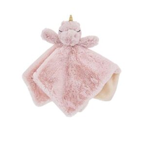 k. luxe baby security blanket lovey with rattle (pink unicorn)