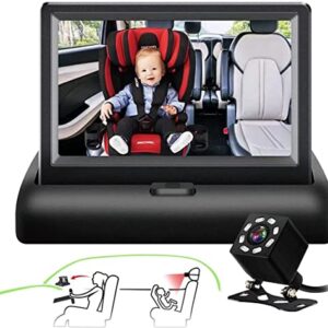 Baby Car Camera ,SAMFIWI Baby Car Mirror Safety Car Seat Mirror Camera and Monitor with Infrared Night Vision Best Baby Monitor and Camera for Baby Car Seat Rear Facing