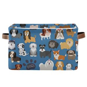 cute dogs puppy storage bin collapsible with handle rectangle waterproof cute dog puppy basket for storage cube closet organizer for toy nursery book office shelf bathroom